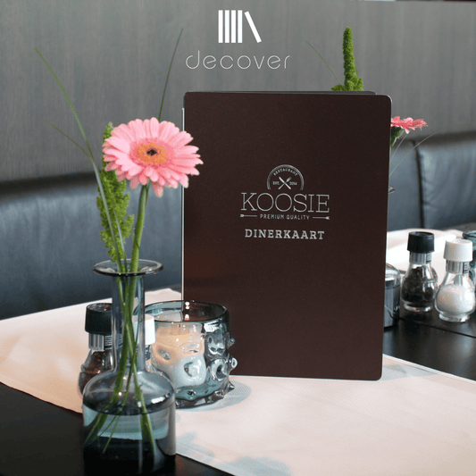 Gecoate menukaart A5 koffiebruin met elastiek